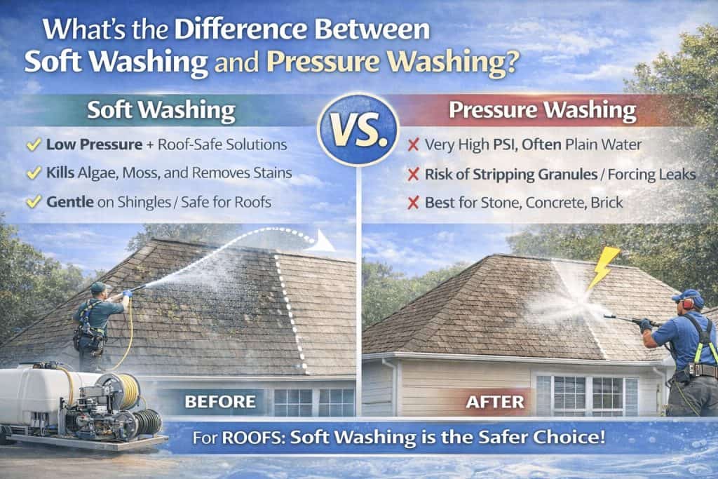 What’s the Difference Between Soft Washing and Pressure Washing?
