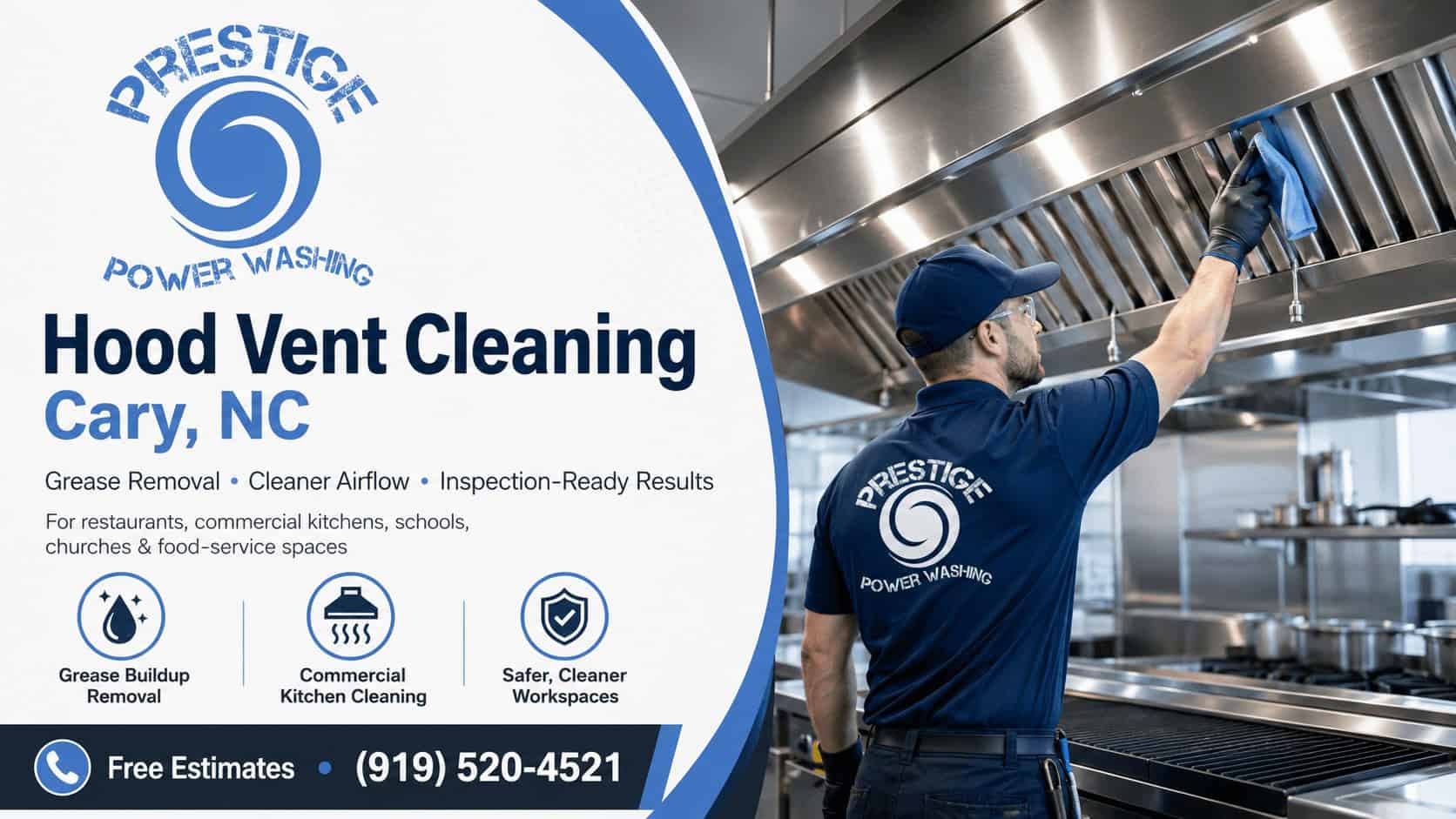 Hood vent cleaning in Cary NC by Prestige Power Washing LLC