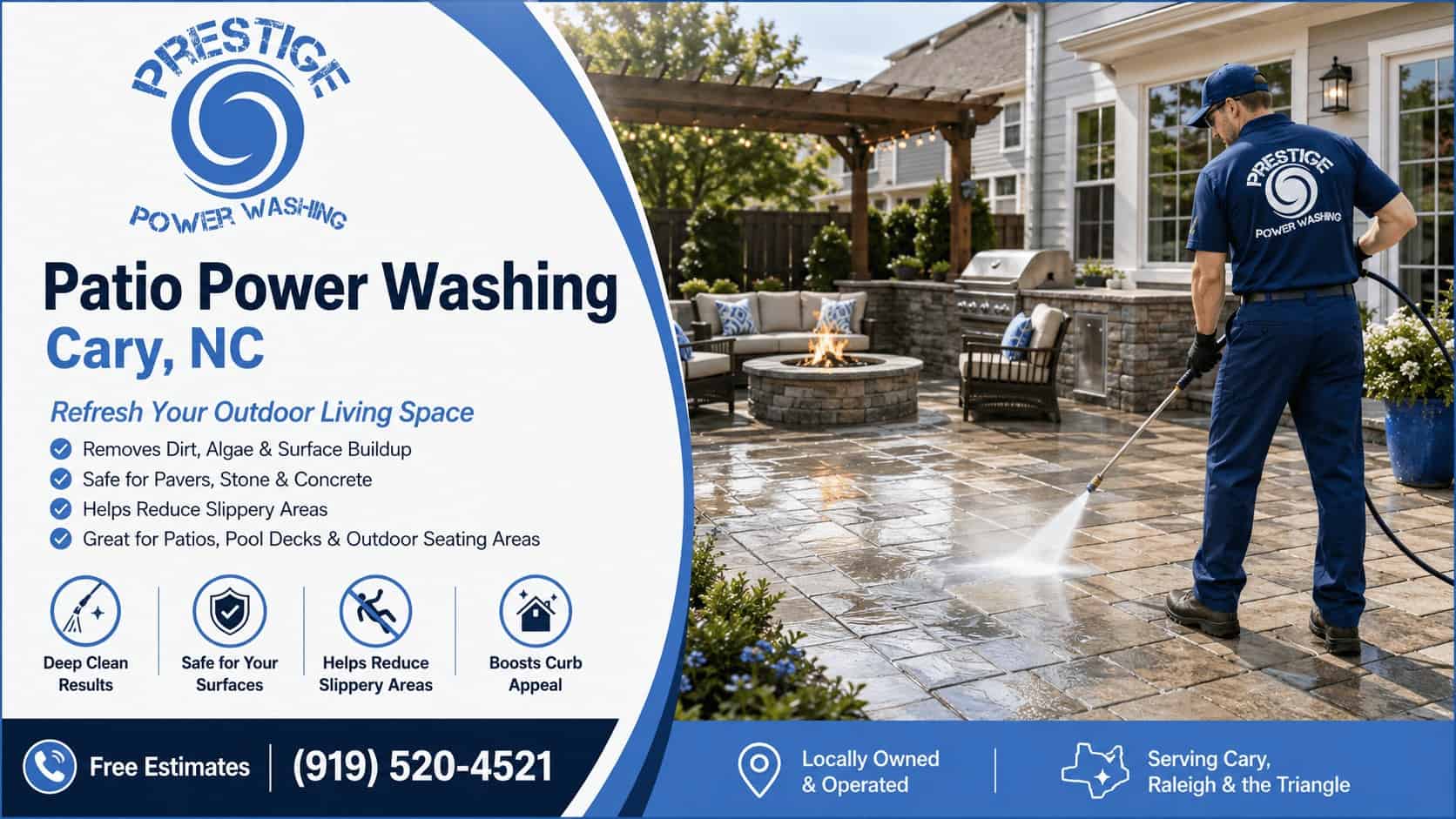 Patio power washing in Cary NC by Prestige Power Washing LLC