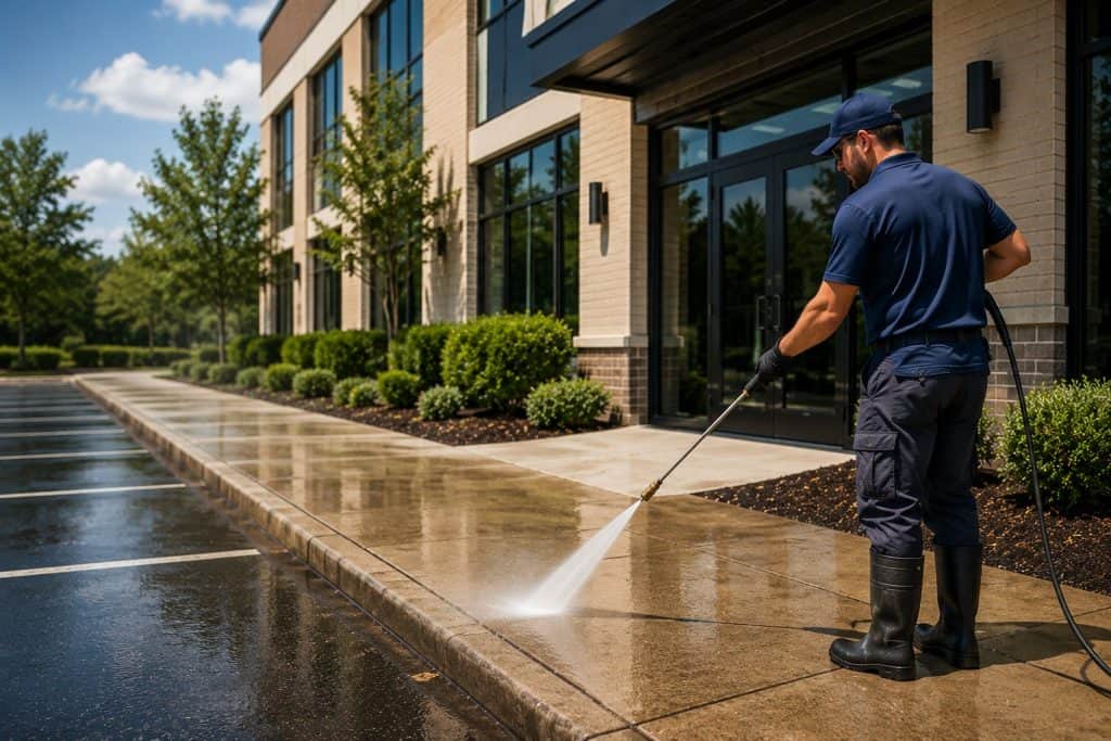 Commercial Pressure Washing in Raleigh and Cary, NC for cleaner walkways