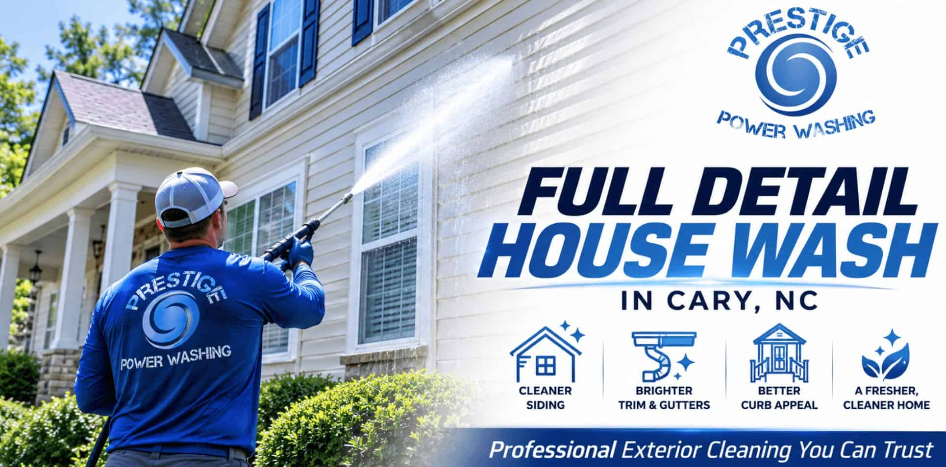 Full detail house wash in Cary NC by Prestige Power Washing LLC