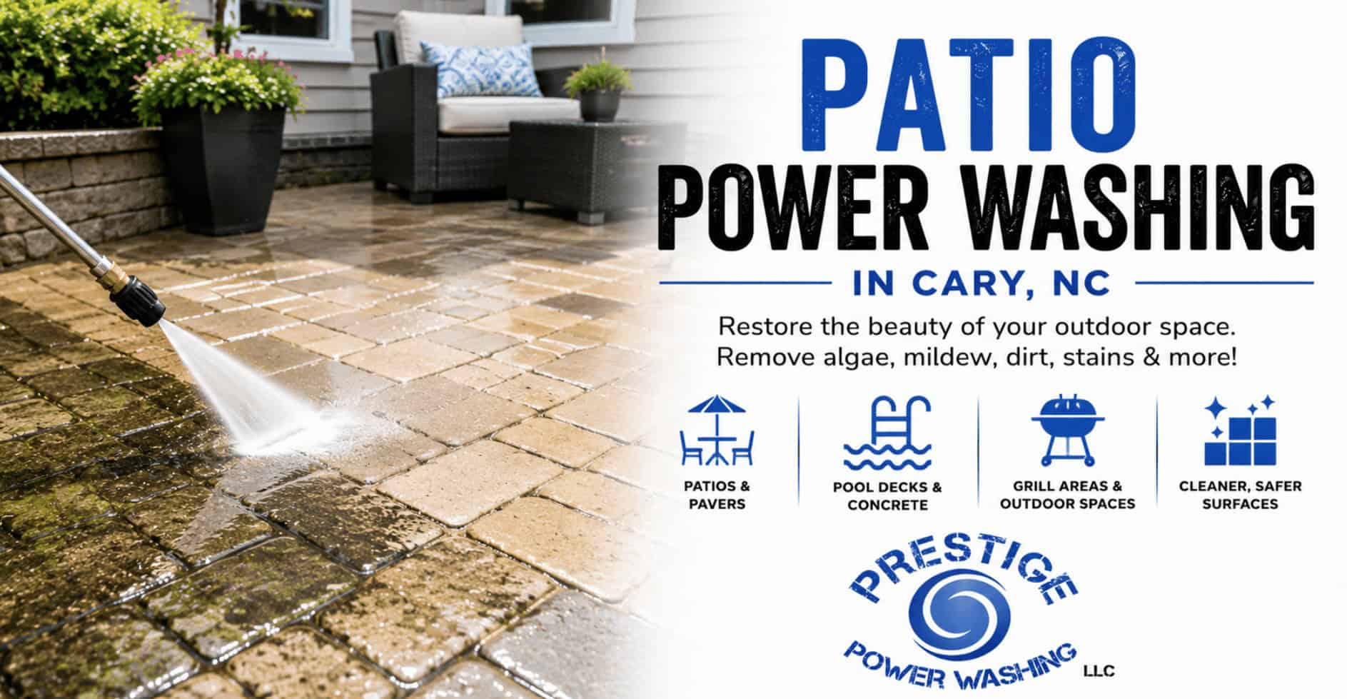 Patio power washing in Cary NC by Prestige Power Washing LLC