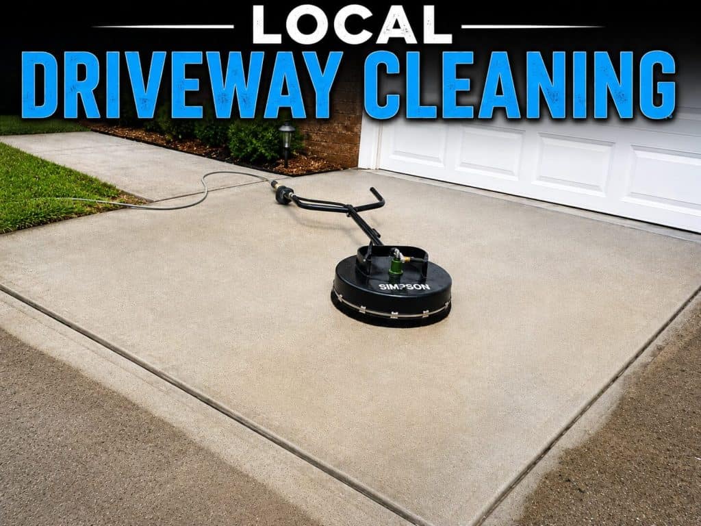 Local driveway pressure washing in Raleigh NC with a professional surface cleaner